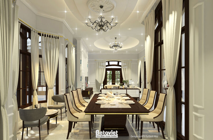 Mẫu nội thất phòng ăn biệt thự tân cổ điển NT24552
